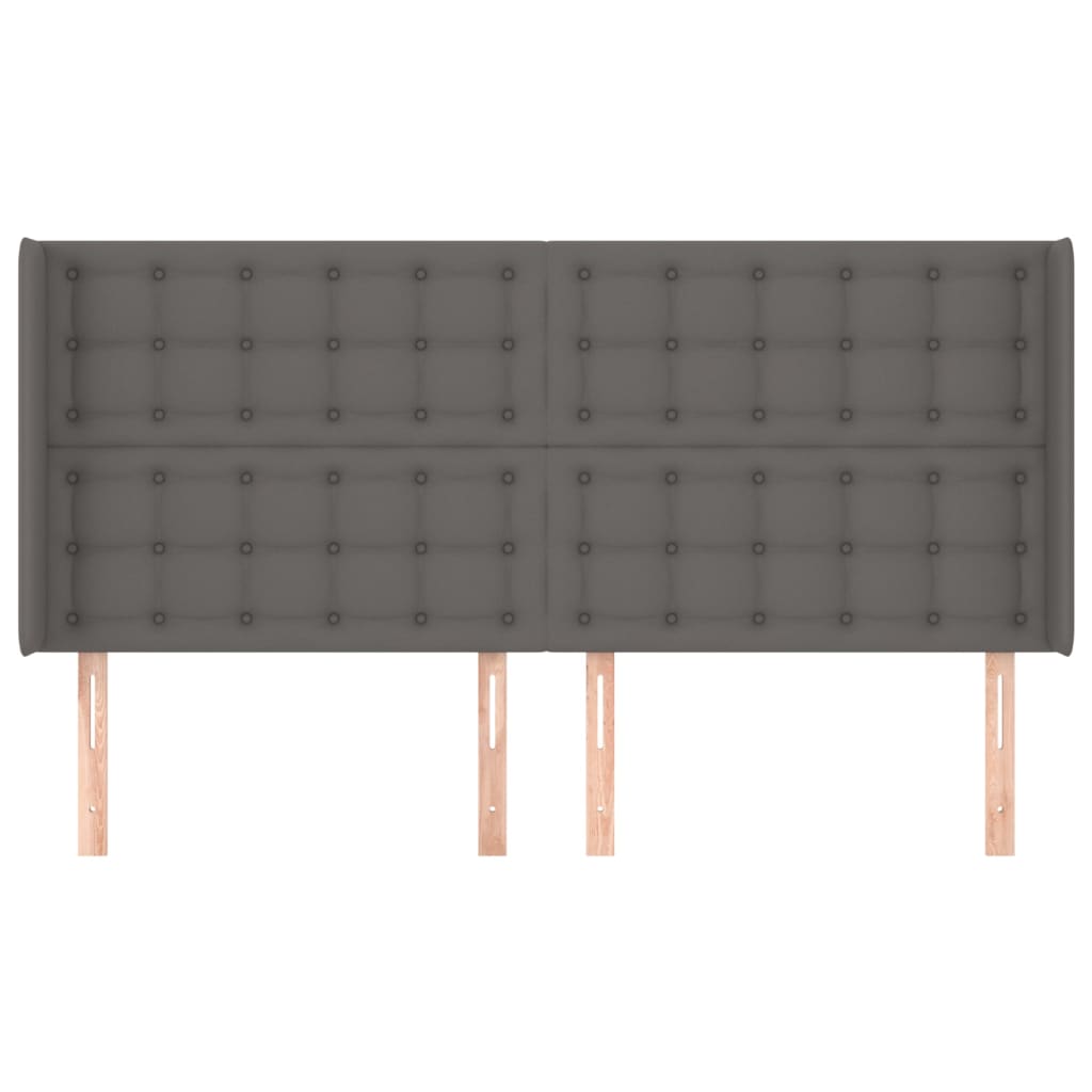 sengegavl med kanter 203x16x118/128 cm kunstlæder grå