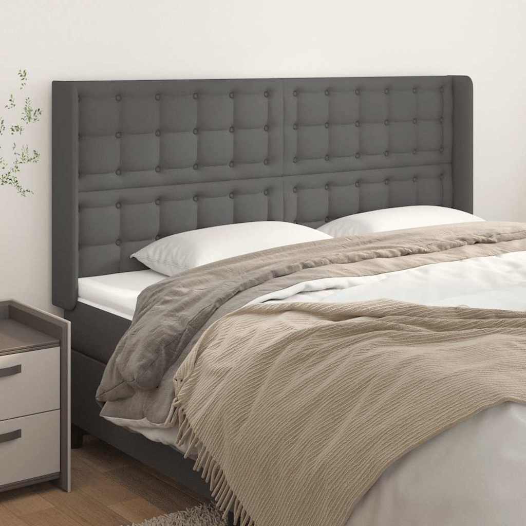 sengegavl med kanter 203x16x118/128 cm kunstlæder grå