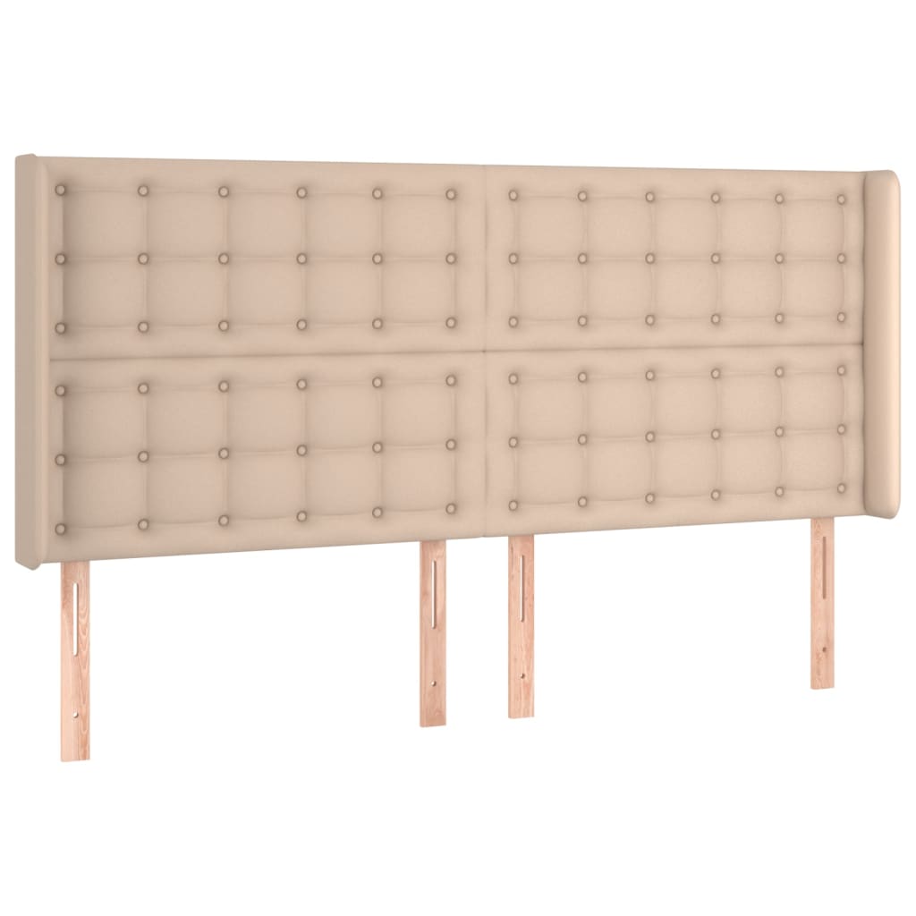 sengegavl med kanter 203x16x118/128 cm kunstlæder cappuccino