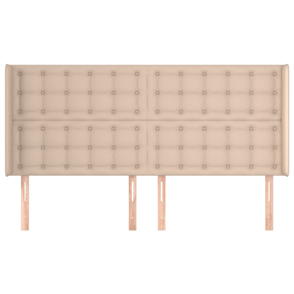 sengegavl med kanter 203x16x118/128 cm kunstlæder cappuccino