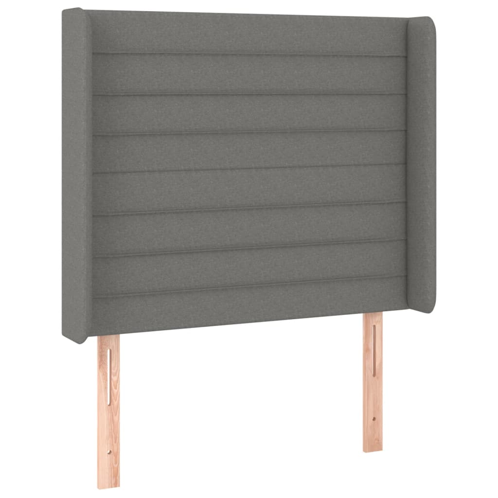 sengegavl med kanter 83x16x118/128 cm stof mørkegrå