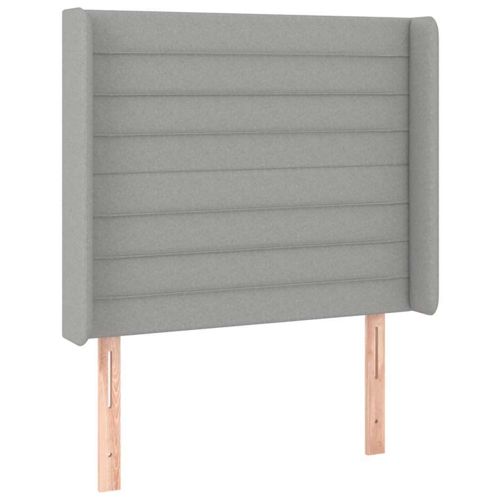 sengegavl med kanter 93x16x118/128 cm stof lysegrå