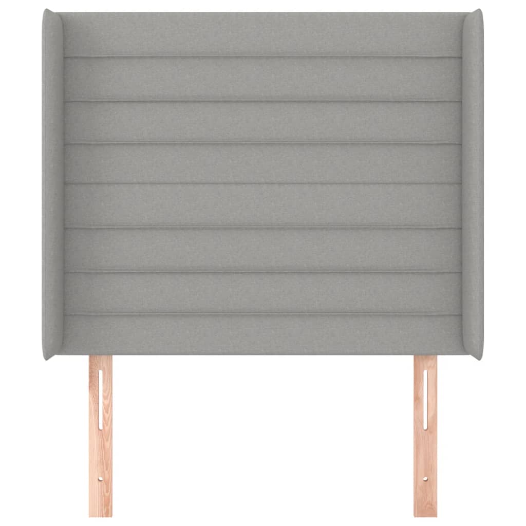 sengegavl med kanter 93x16x118/128 cm stof lysegrå