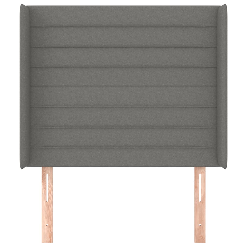 sengegavl med kanter 93x16x118/128 cm stof mørkegrå
