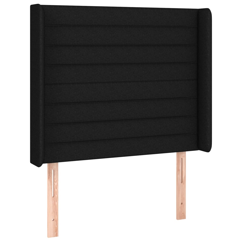 sengegavl med kanter 93x16x118/128 cm stof sort
