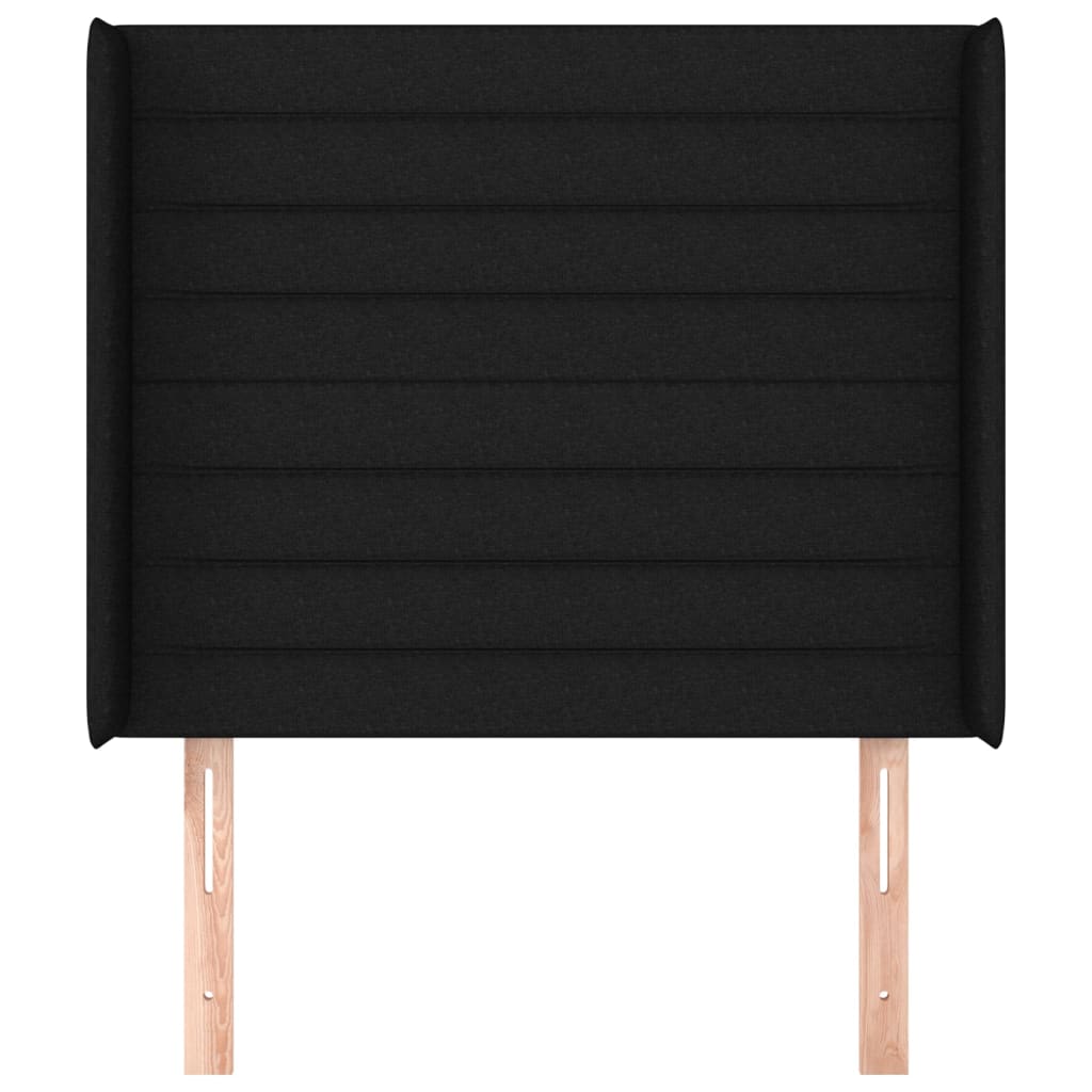 sengegavl med kanter 93x16x118/128 cm stof sort