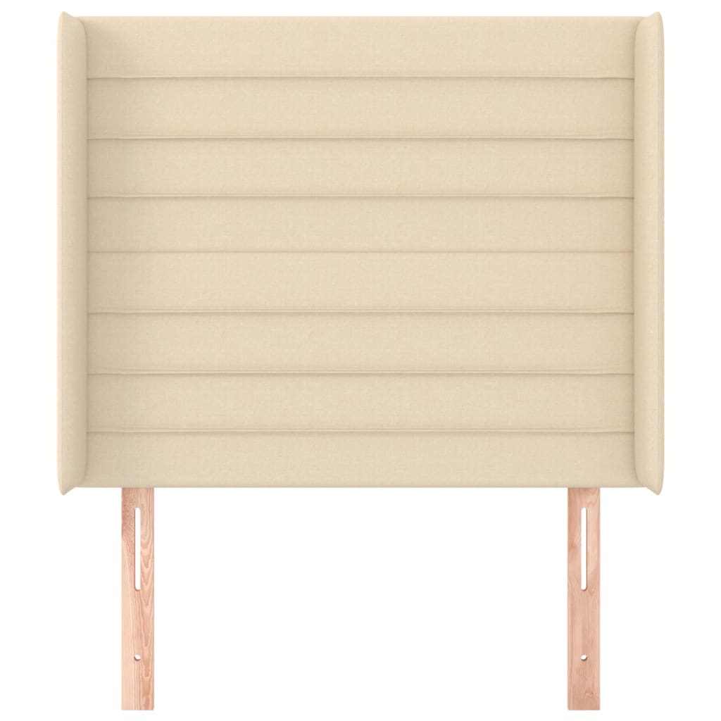 sengegavl med kanter 93x16x118/128 cm stof cremefarvet