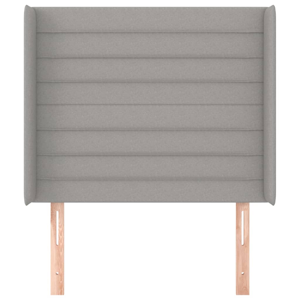 sengegavl med kanter 103x16x118/128 cm stof lysegrå