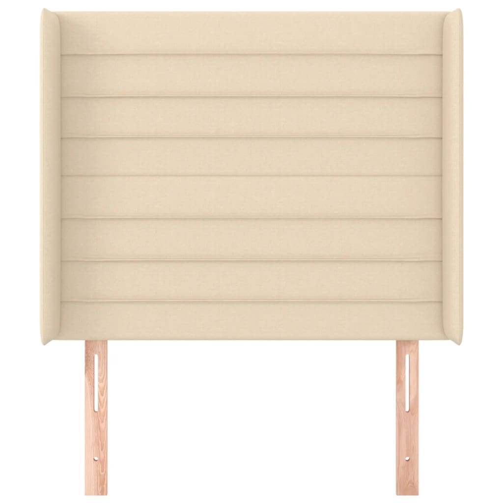 sengegavl med kanter 103x16x118/128 cm stof cremefarvet