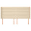 sengegavl med kanter 163x16x118/128 cm stof cremefarvet