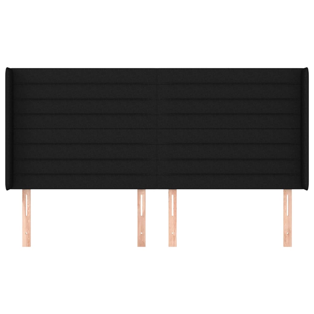 sengegavl med kanter 183x16x118/128 cm stof sort