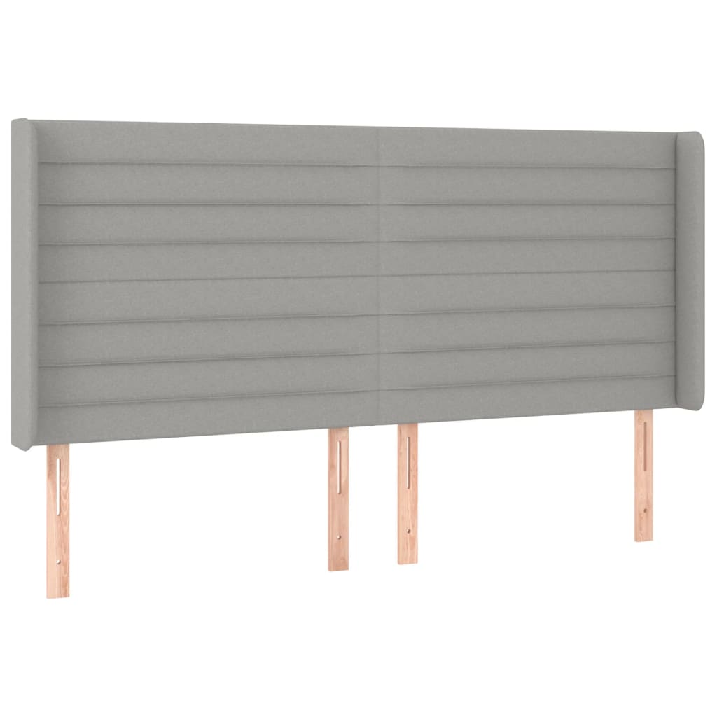 sengegavl med kanter 203x16x118/128 cm stof lysegrå
