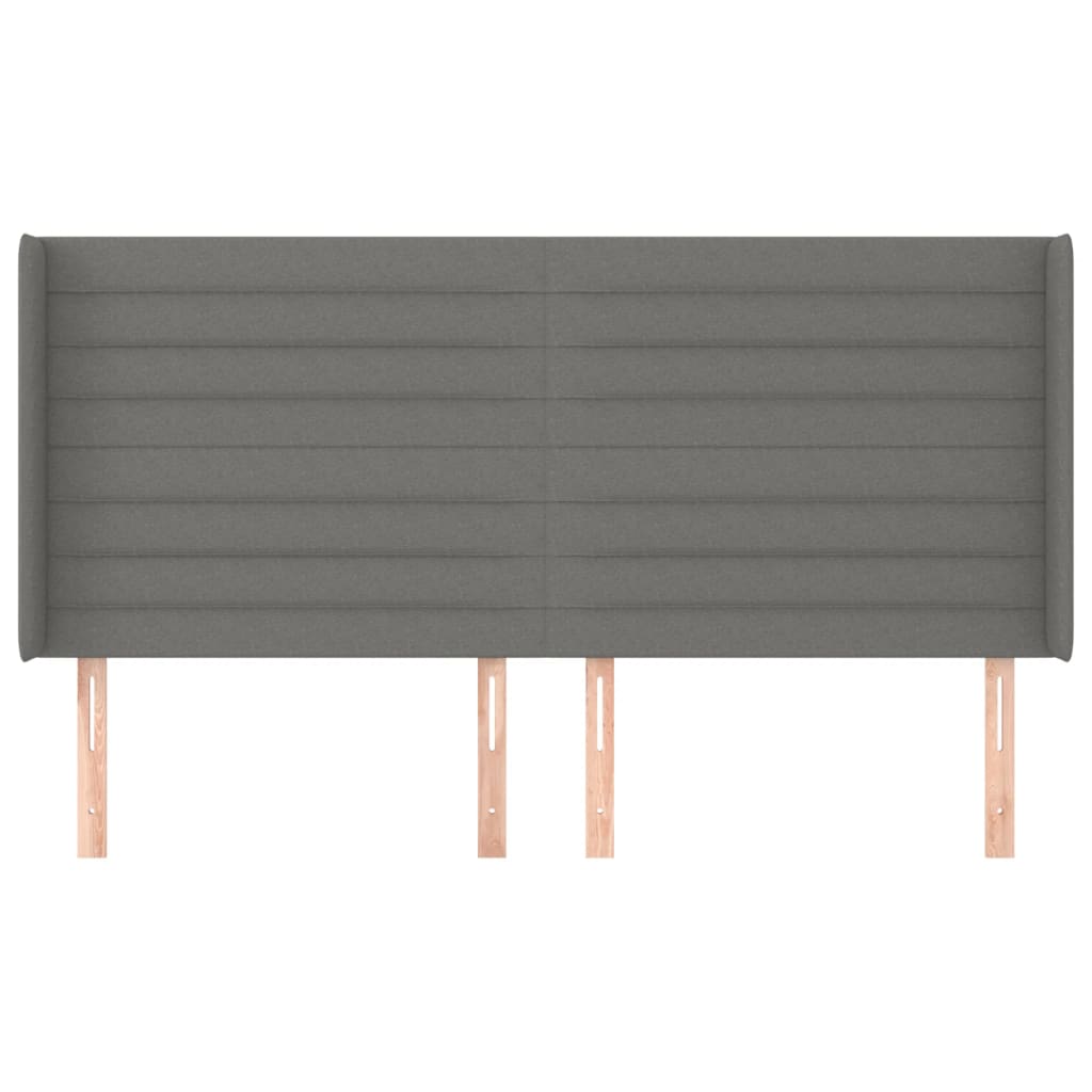 sengegavl med kanter 203x16x118/128 cm stof mørkegrå