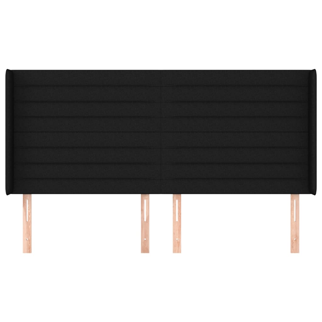sengegavl med kanter 203x16x118/128 cm stof sort