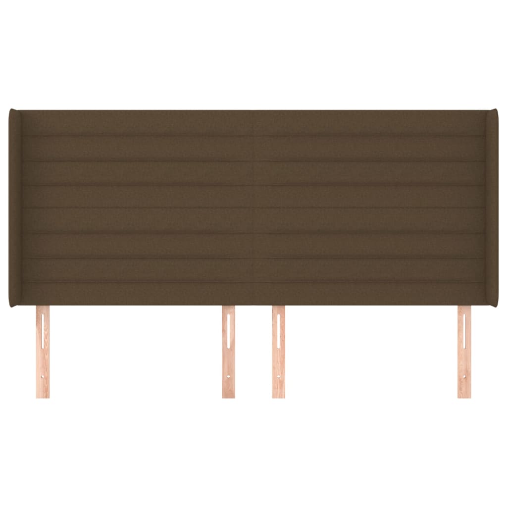 sengegavl med kanter 203x16x118/128 cm stof mørkebrun