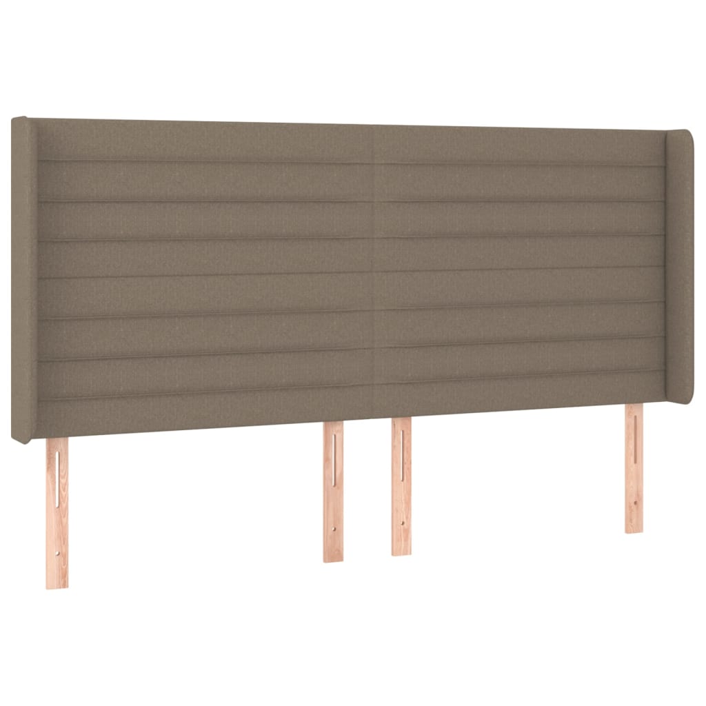 sengegavl med kanter 203x16x118/128 cm stof gråbrun