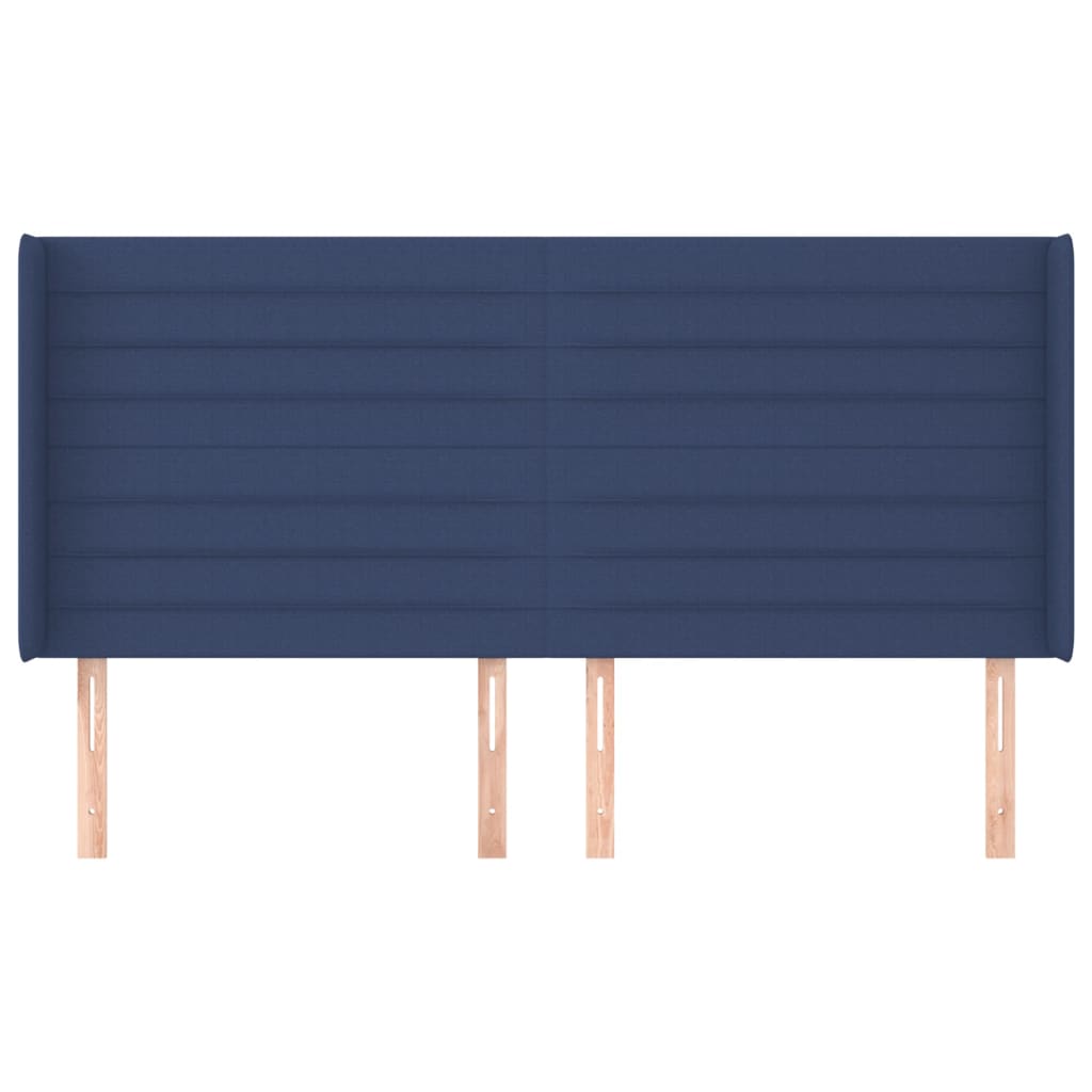 sengegavl med kanter 203x16x118/128 cm stof blå