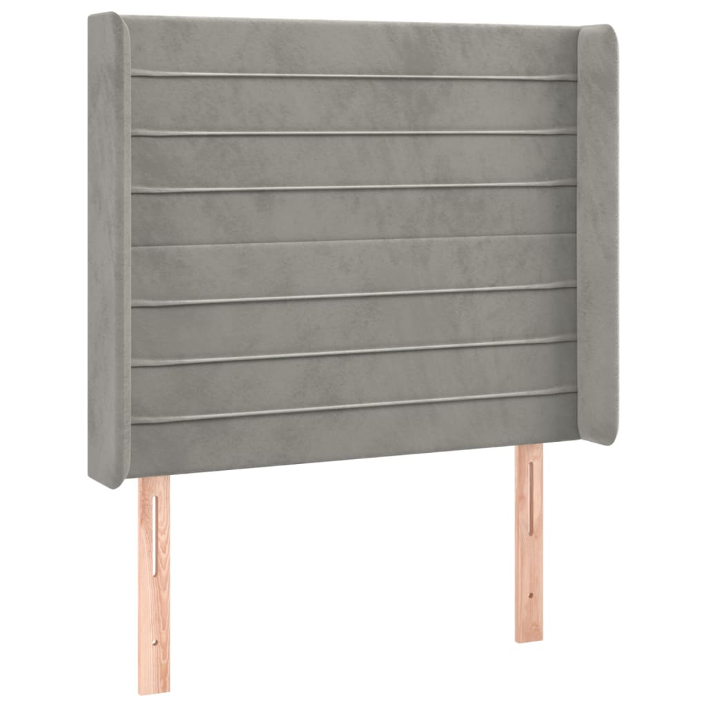 sengegavl med kanter 83x16x118/128 cm fløjl lysegrå