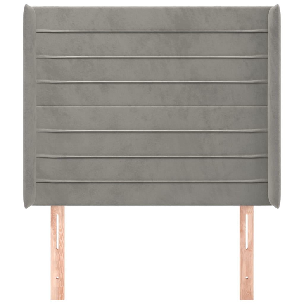 sengegavl med kanter 83x16x118/128 cm fløjl lysegrå