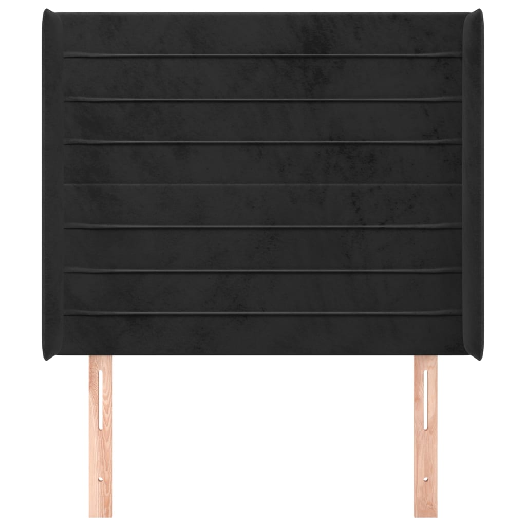 sengegavl med kanter 83x16x118/128 cm fløjl sort