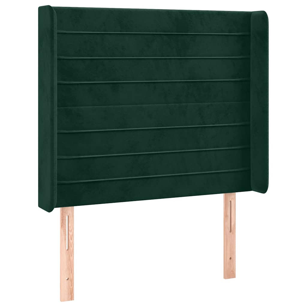 sengegavl med kanter 83x16x118/128 cm fløjl mørkegrøn