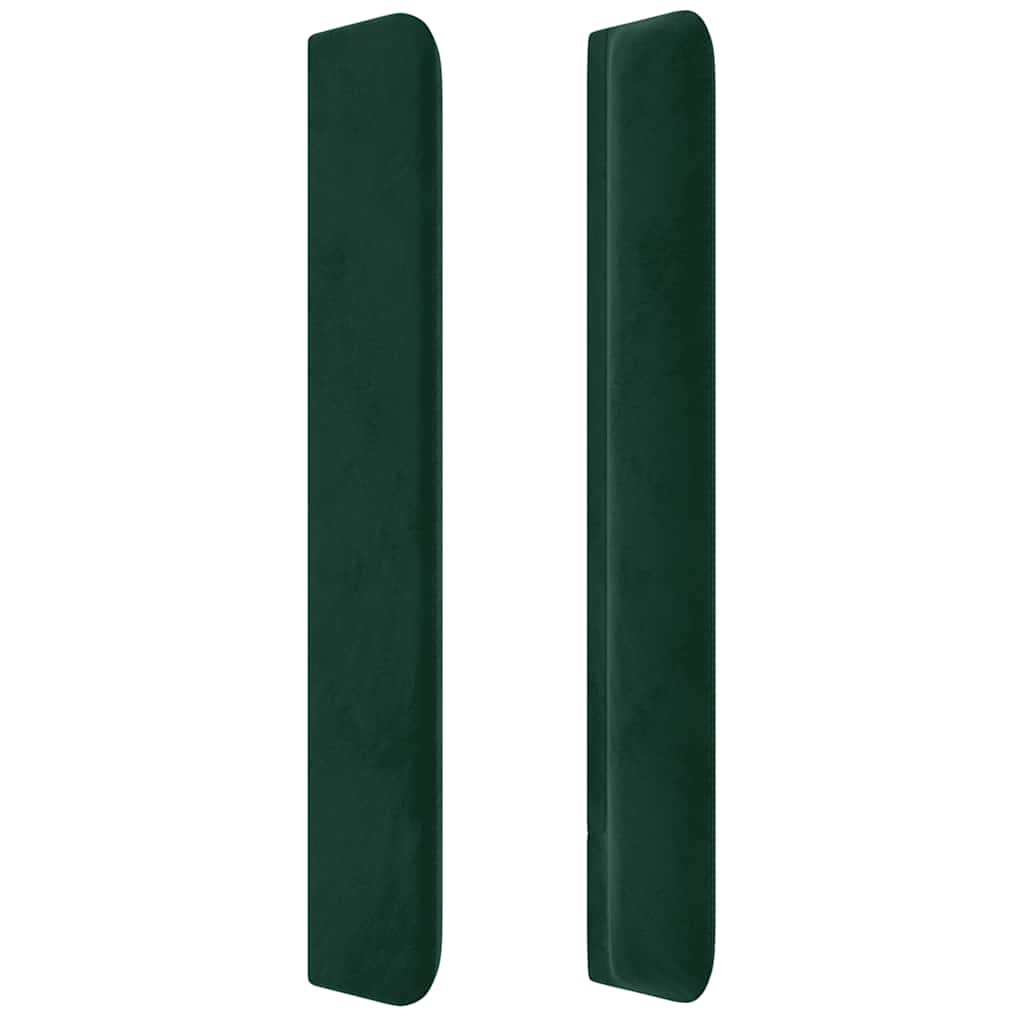 sengegavl med kanter 83x16x118/128 cm fløjl mørkegrøn