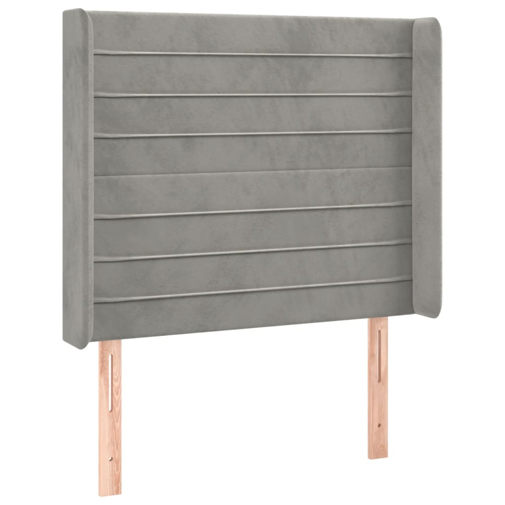 sengegavl med kanter 103x16x118/128 cm fløjl lysegrå