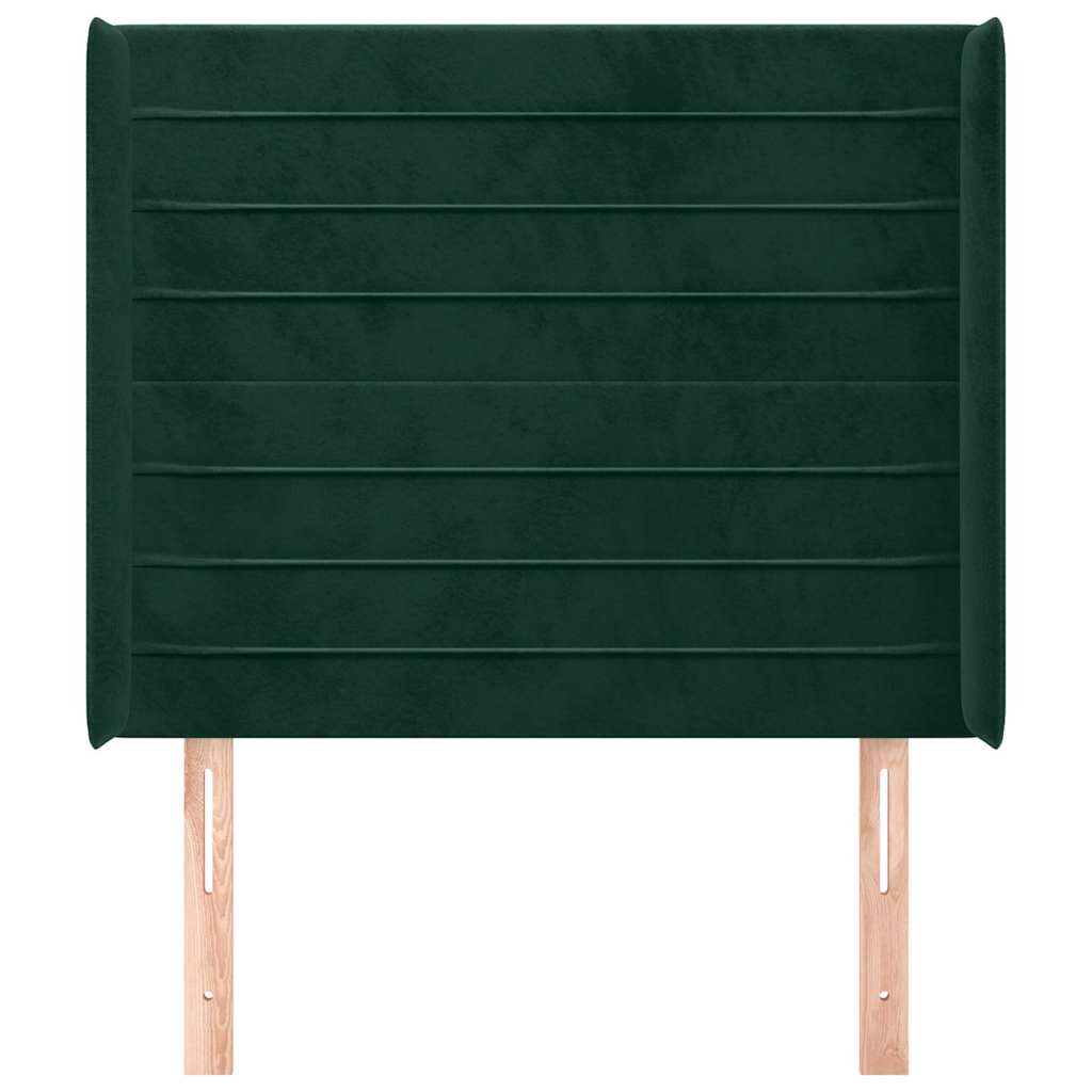 sengegavl med kanter 103x16x118/128 cm fløjl mørkegrøn
