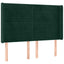 sengegavl med kanter 147x16x118/128 cm fløjl mørkegrøn