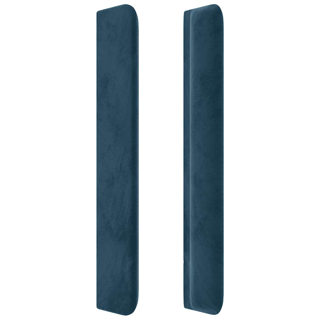 sengegavl med kanter 147x16x118/128 cm fløjl mørkeblå