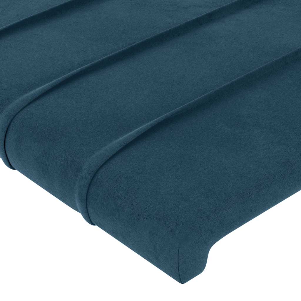 sengegavl med kanter 183x16x118/128 cm fløjl mørkeblå