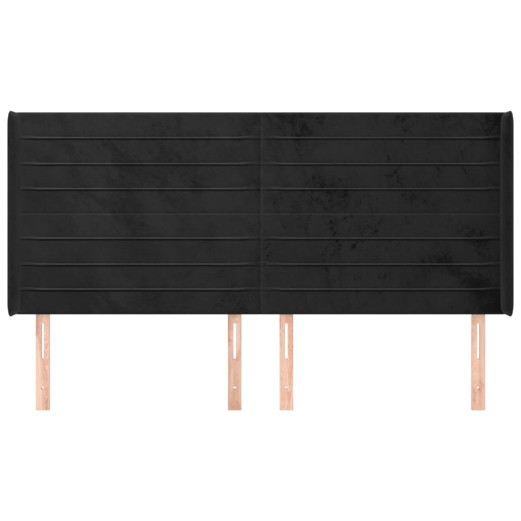 sengegavl med kanter 203x16x118/128 cm fløjl sort