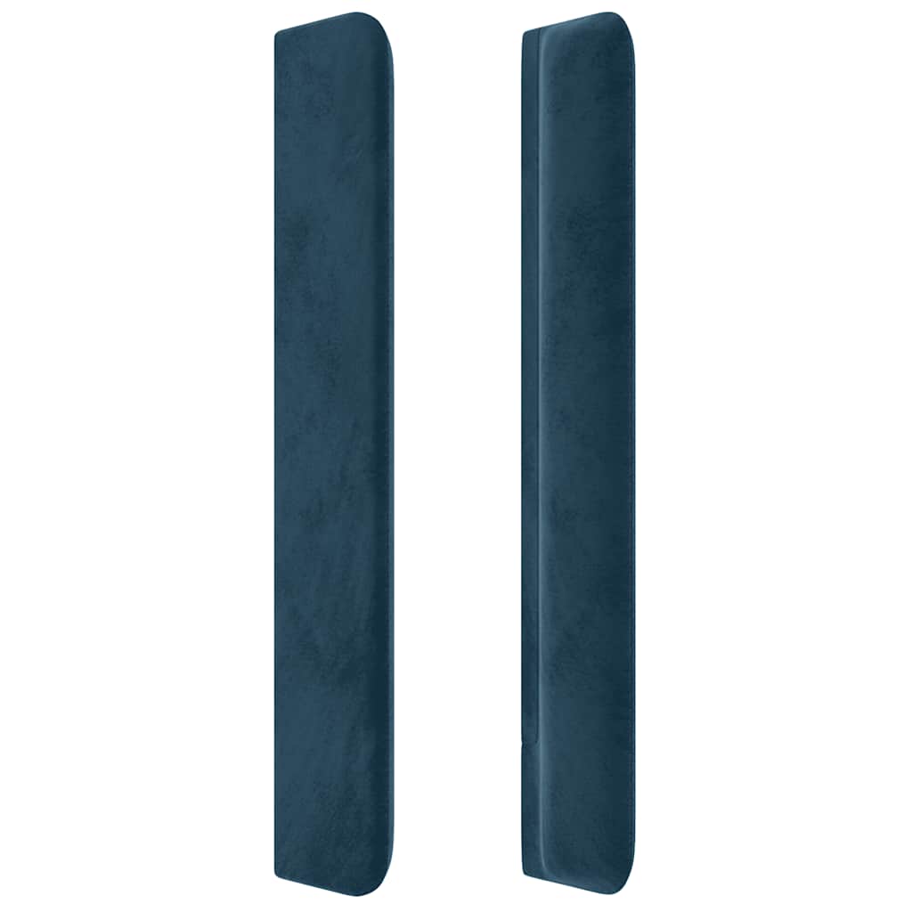 sengegavl med kanter 203x16x118/128 cm fløjl mørkeblå
