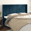 sengegavl med kanter 203x16x118/128 cm fløjl mørkeblå