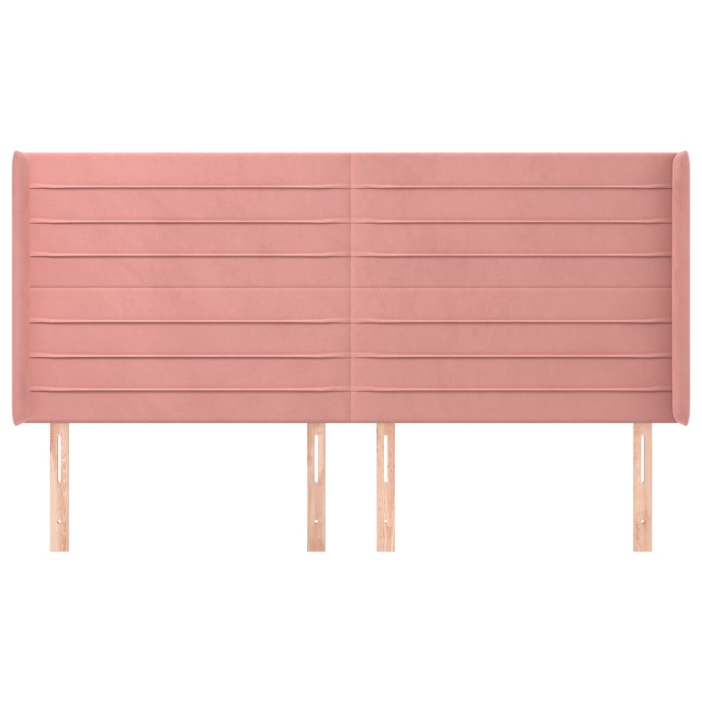 sengegavl med kanter 203x16x118/128 cm fløjl lyserød
