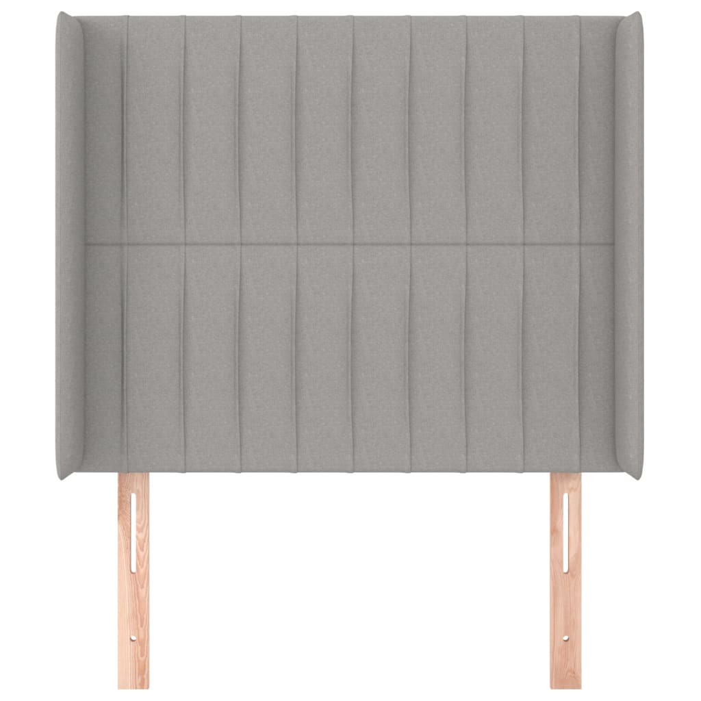 sengegavl med kanter 83x16x118/128 cm stof lysegrå