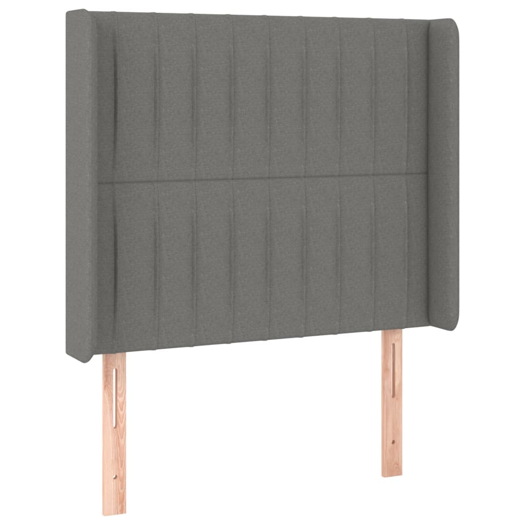 sengegavl med kanter 83x16x118/128 cm stof mørkegrå