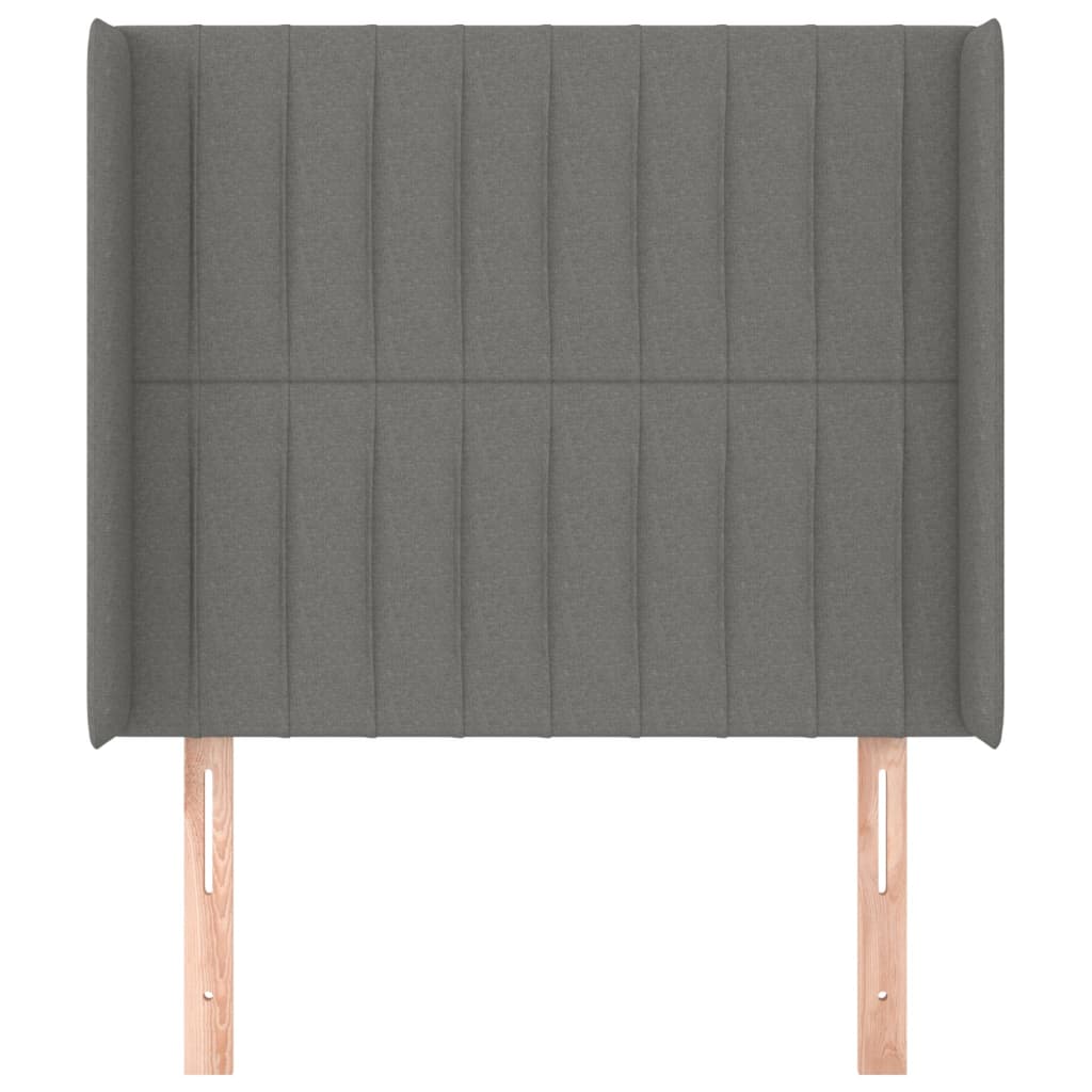 sengegavl med kanter 83x16x118/128 cm stof mørkegrå