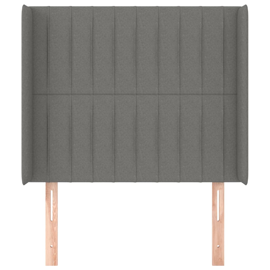 sengegavl med kanter 93x16x118/128 cm stof mørkegrå
