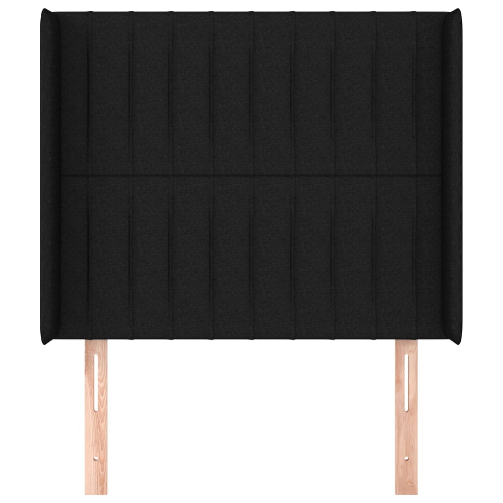 sengegavl med kanter 93x16x118/128 cm stof sort