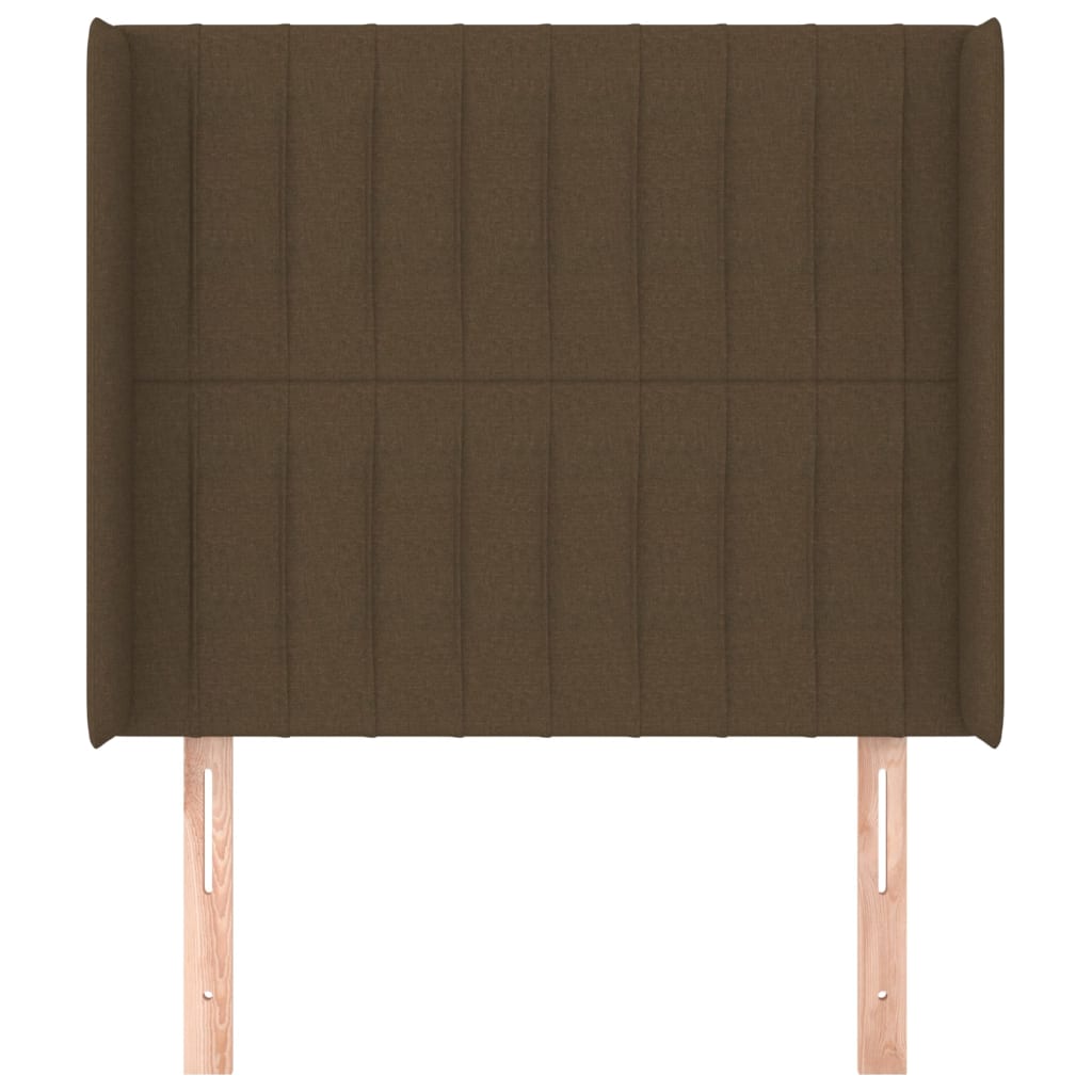sengegavl med kanter 93x16x118/128 cm stof mørkebrun
