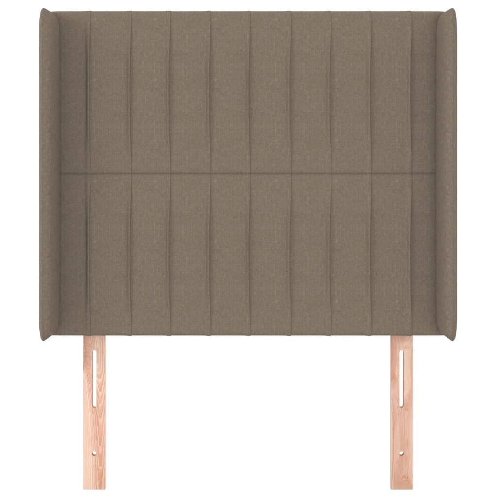 sengegavl med kanter 93x16x118/128 cm stof gråbrun