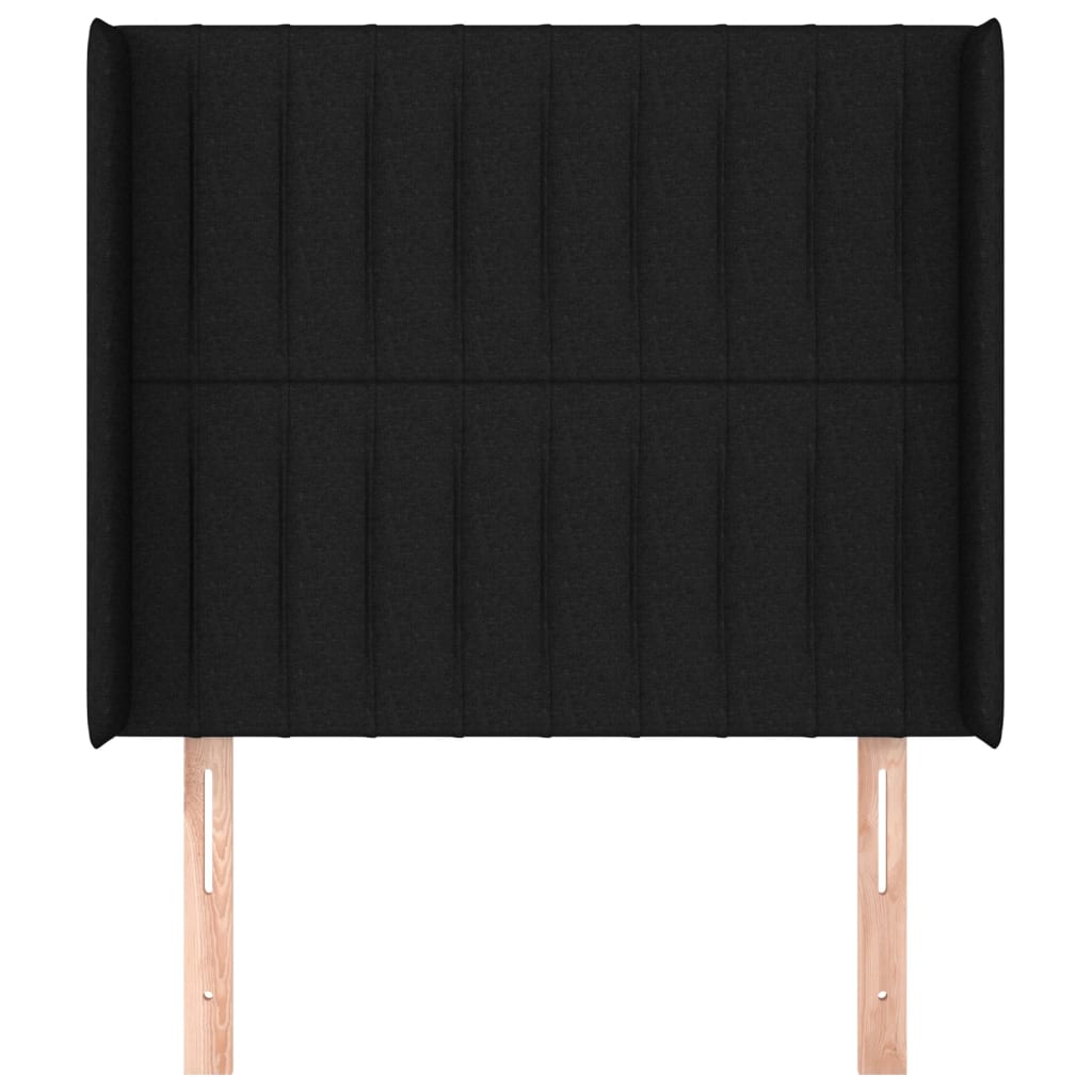 sengegavl med kanter 103x16x118/128 cm stof sort