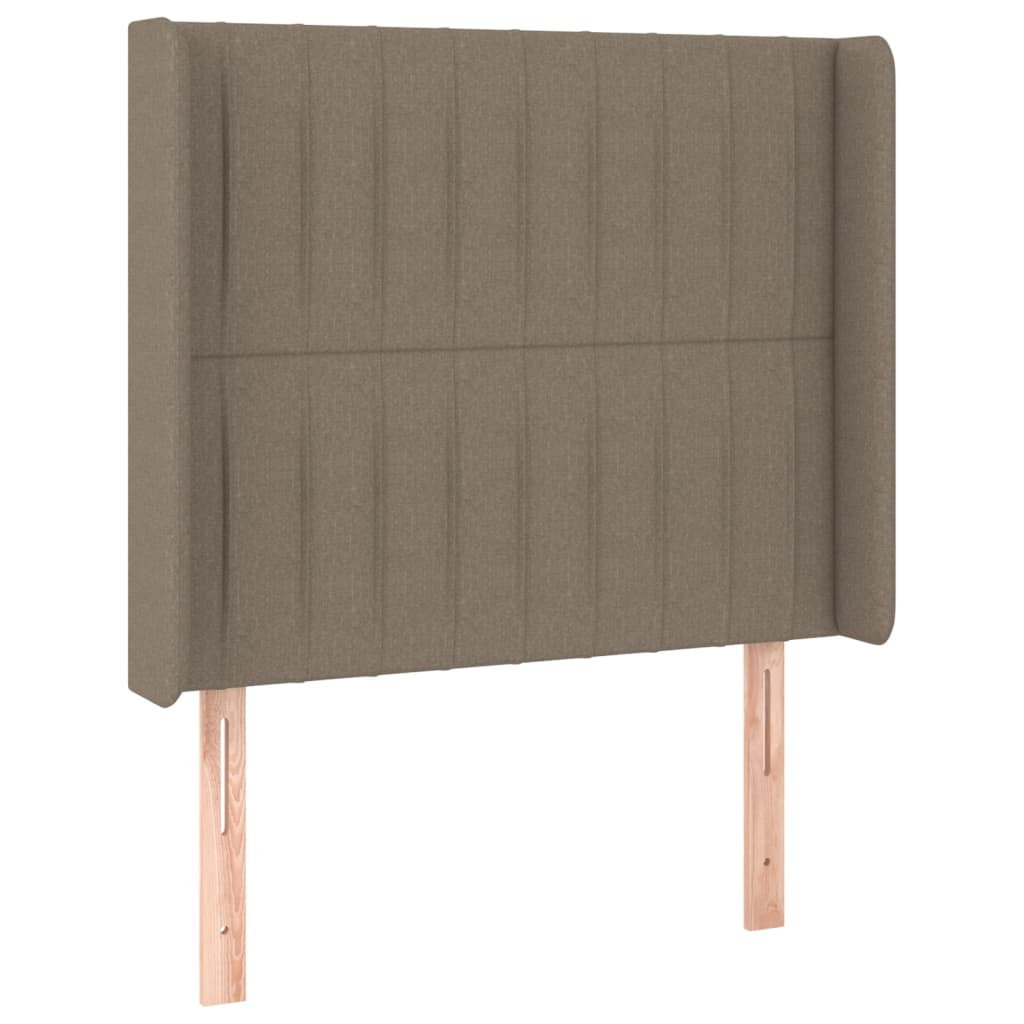 sengegavl med kanter 103x16x118/128 cm stof gråbrun