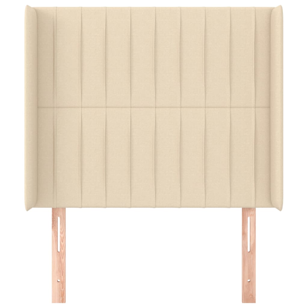 sengegavl med kanter 103x16x118/128 cm stof cremefarvet