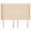 sengegavl med kanter 147x16x118/128 cm stof cremefarvet