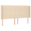 sengegavl med kanter 163x16x118/128 cm stof cremefarvet