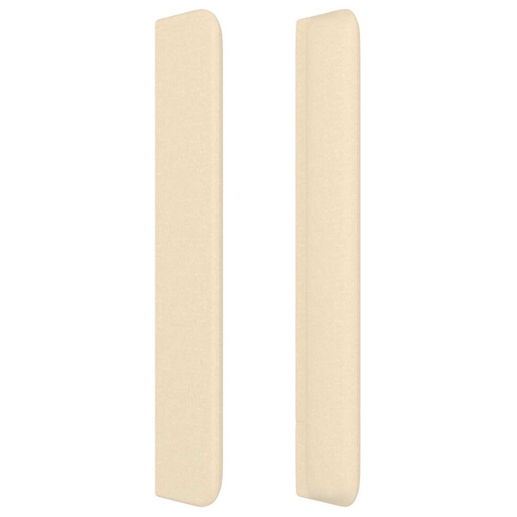 sengegavl med kanter 163x16x118/128 cm stof cremefarvet