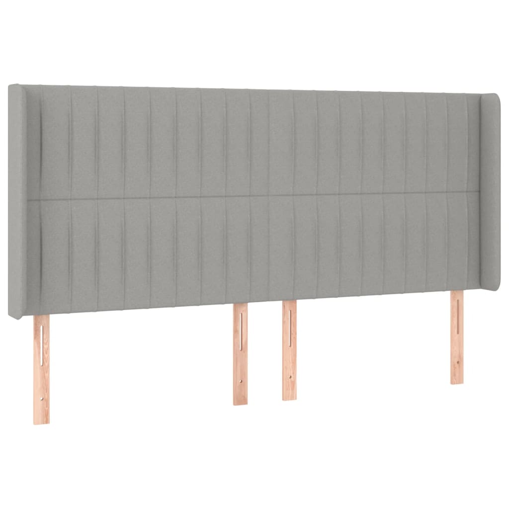 sengegavl med kanter 183x16x118/128 cm stof lysegrå