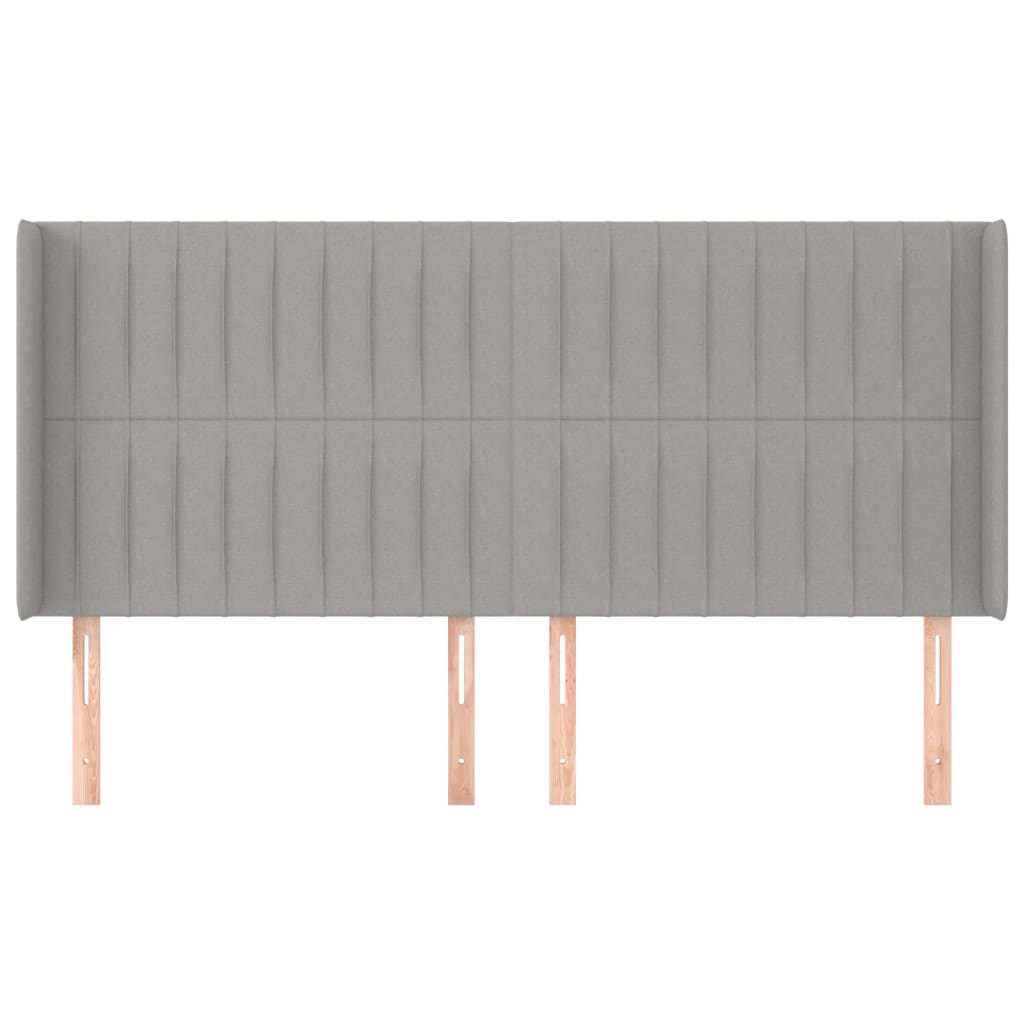 sengegavl med kanter 183x16x118/128 cm stof lysegrå